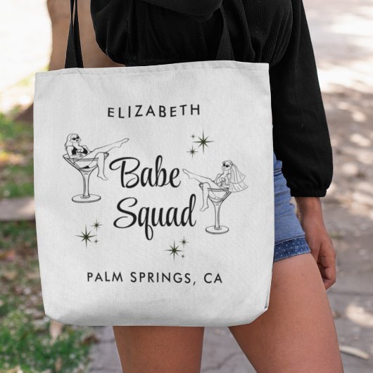 Girly Babe Squad Witte Bachelorette-feestje Tote Bag