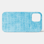 Girly Baby Blue Faux Crocodile Leather Case-Mate iPhone Case (Achterkant (horizontaal))