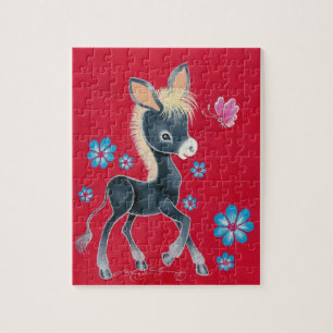 Girly Baby Donkey met bloemen Legpuzzel