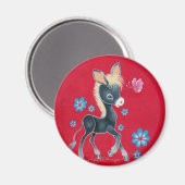 Girly Baby Donkey met bloemen Magneet (Voorkant / Achterkant)