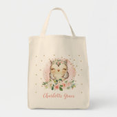 Girly Baby Owl Waterverf Blush Pink Tote Bag (Voorkant)