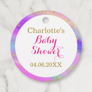 Girly Baby shower Colorful Unicorn Gold Glitter Bedankjes Labels