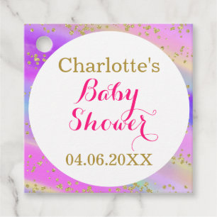 Girly Baby shower Colorful Unicorn Gold Glitter Bedankjes Labels