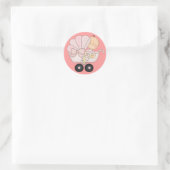 Girly Baby shower+Cute Baby Buggy/Roze Ronde Sticker (Tas)