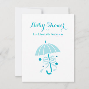 Girly Baby shower Cute Turquoise Umbrella met Bow Kaart
