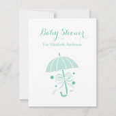 Girly Baby shower Leuke Mint Groene Paraplu en Boo Kaart (Voorkant)