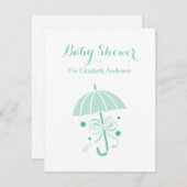 Girly Baby shower Leuke Mint Groene Paraplu en Boo Kaart (Voorkant / Achterkant)