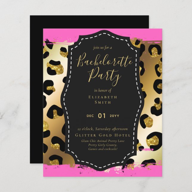  Girly Bachelorette Glam Animal Prints (Voorkant / Achterkant)