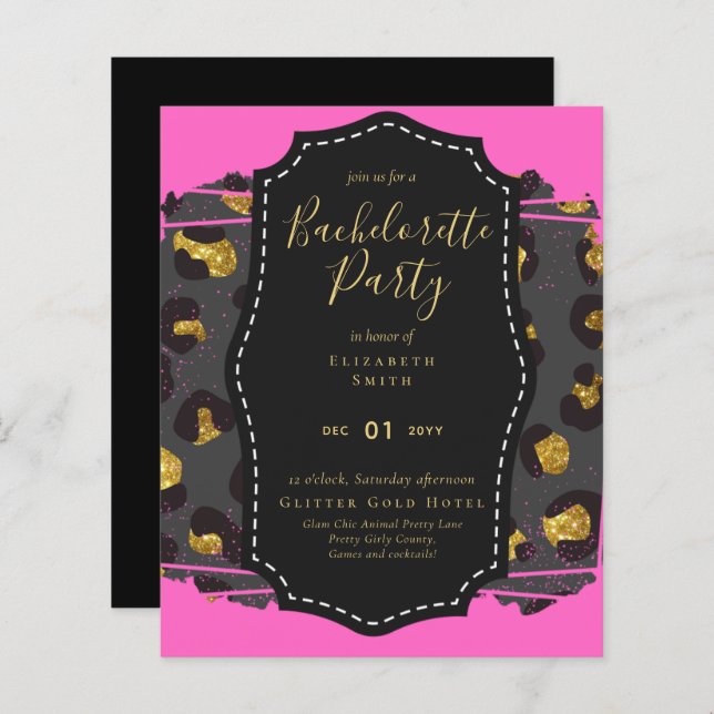  Girly Bachelorette Glam Animal Prints (Voorkant / Achterkant)