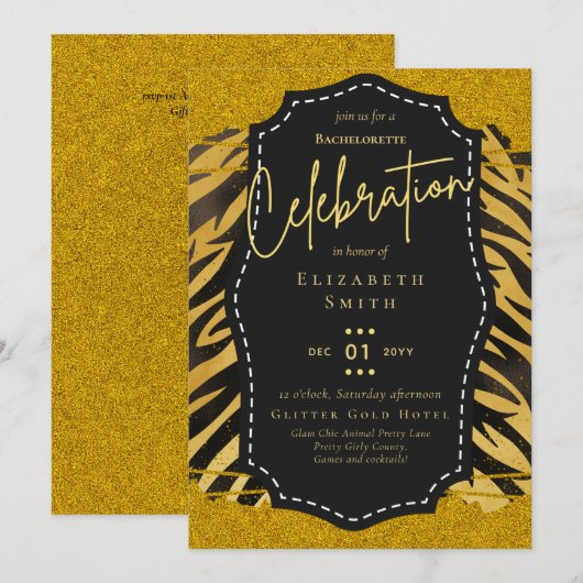  Girly Bachelorette Glam Animal Prints Kaart (Voorkant / Achterkant)