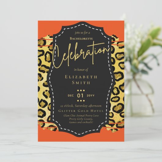  Girly Bachelorette Glam Animal Prints Kaart (Staand voorkant)