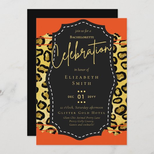  Girly Bachelorette Glam Animal Prints Kaart (Voorkant / Achterkant)