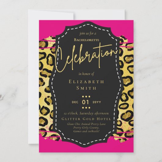 Girly Bachelorette Glam Animal Prints Kaart (Voorkant)