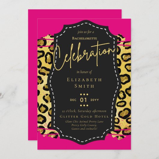  Girly Bachelorette Glam Animal Prints Kaart (Voorkant / Achterkant)