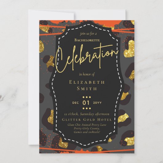  Girly Bachelorette Glam Animal Prints Kaart (Voorkant)