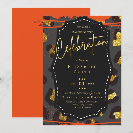  Girly Bachelorette Glam Animal Prints Kaart (Voorkant / Achterkant)