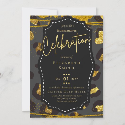  Girly Bachelorette Glam Animal Prints Kaart (Voorkant)