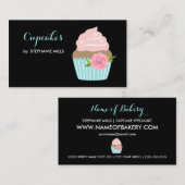 Girly bakkerij Schattige blauw cupcake met roze bl Visitekaartje (Voorkant / Achterkant)