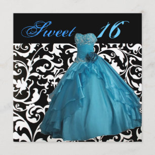 Girly Ball jurk Sweet Sixteen Party Kaart