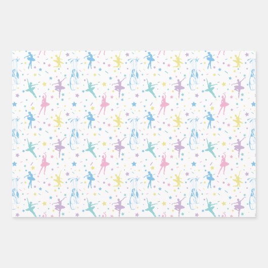 Girly Ballerina Dancer - Ballet Pattern Inpakpapier Vel (Voorkant 3)
