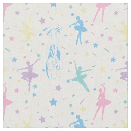Girly Ballerina Dancer - Ballet Pattern Stof (Close Up)