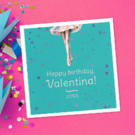 Girly Ballerina Roze Tutu Kleurrijke Sterren Turqu Servet