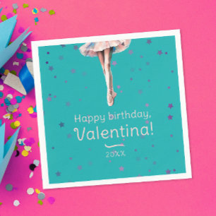 Girly Ballerina Roze Tutu Kleurrijke Sterren Turqu Servet