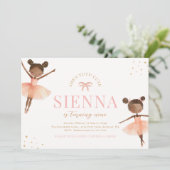 Girly Ballerina Verjaardag Uitnodiging (Staand voorkant)