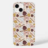 Girly Baseball Bow Pattern Phone Case (Achterkant)