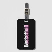 Girly Basketbalster Roze Typografie Bagagelabel (Voorkant (verticaal))
