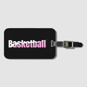 Girly Basketbalster Roze Typografie Bagagelabel