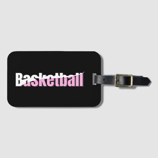 Girly Basketbalster Roze Typografie Bagagelabel (Voorkant (horizontaal))