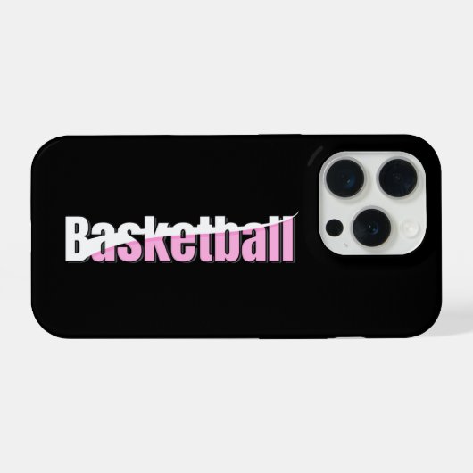Girly Basketbalster Roze Typografie iPhone Hoesje (Achterkant horizontaal)