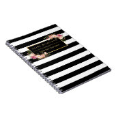 Girly Beauful Floral Wrapping Gold B&W Stripes Notitieboek (Rechterzijde)