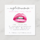 Girly Beauty Lips White Vierkante Visitekaartje (Achterkant)