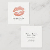 Girly Beauty Lips Wit Vierkante Visitekaartje (Voorkant / Achterkant)
