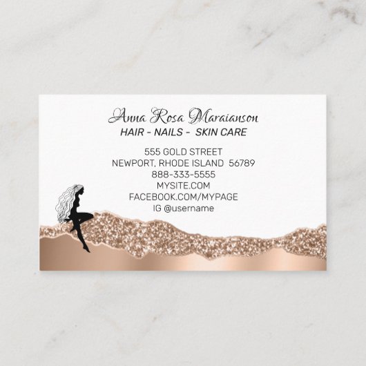 *~* Girly Beauty Roos Gold Hair Goddess Visitekaartje (Achterkant)
