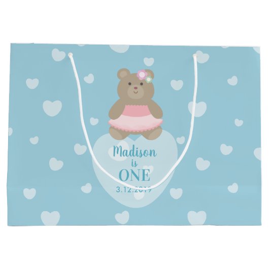 Girly Beer Cub Princess Baby First Birthday Party Groot Cadeauzakje (Achterkant)