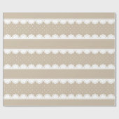 Girly Beige and White Polka Dot Lace Pattern Cadeaupapier (Vlak)