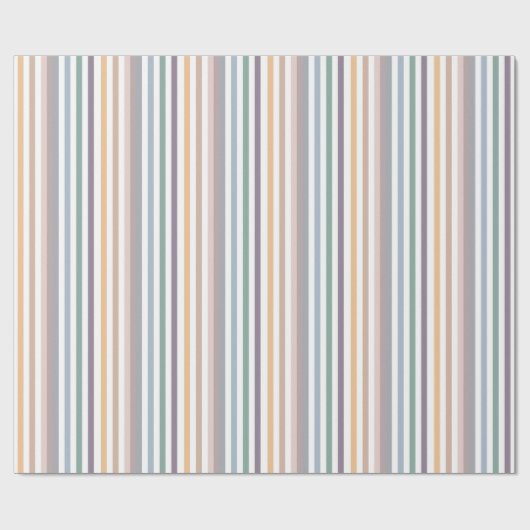 Girly Beige Blue Wide Horizontal Stripes Pattern Cadeaupapier (Vlak)