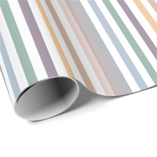 Girly Beige Blue Wide Horizontal Stripes Pattern Cadeaupapier