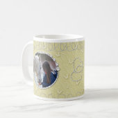 Girly Beige Faux Sparkly Twee Foto Hart Accent Koffiemok (Voorkant links)