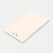 Girly Beige Monogram Modern Script Gepersonaliseer Post-it® Notes (Schuin)