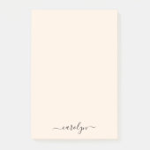 Girly Beige Monogram Modern Script Gepersonaliseer Post-it® Notes (Voorkant)