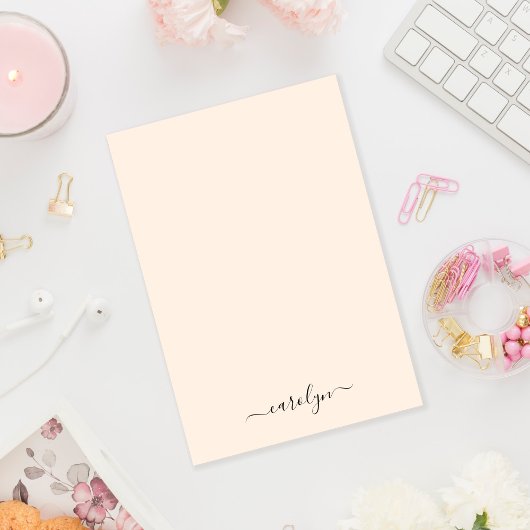 Girly Beige Monogram Modern Script Gepersonaliseer Post-it® Notes