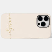 Girly Beige Monogram Modern Script Persoonlijk Case-Mate iPhone Case (Achterkant (horizontaal))