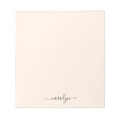 Girly Beige Monogram Moderne Script Persoonlijk Notitieblok (Voorkant)