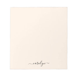 Girly Beige Monogram Moderne Script Persoonlijk Notitieblok