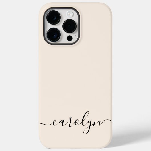 Girly Beige Monogram Moderne Script Persoonlijke n Case-Mate iPhone Case (Achterkant)