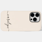 Girly Beige Monogram Moderne Script Persoonlijke n Case-Mate iPhone Case (Achterkant (horizontaal))